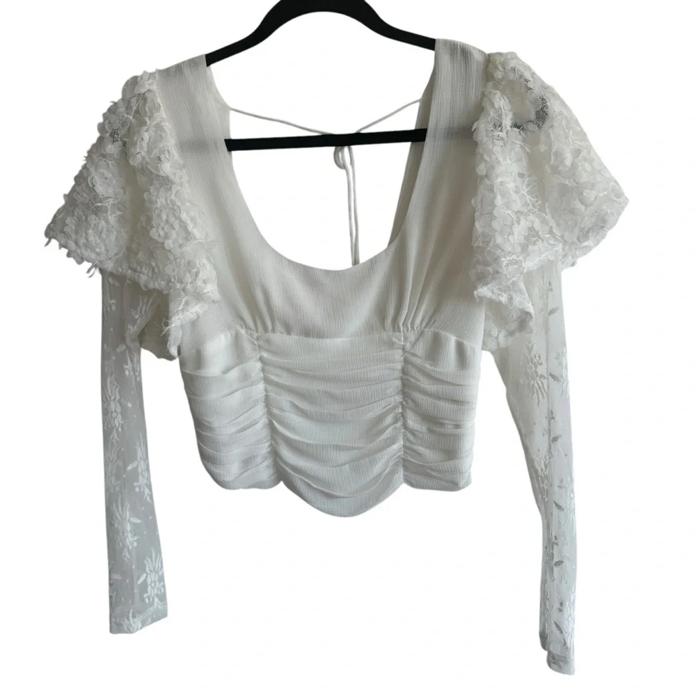 Free People White Dream Of You Top, Size XS